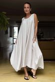 Made in Italy Aster Pocketed Cocoon Dress Stone